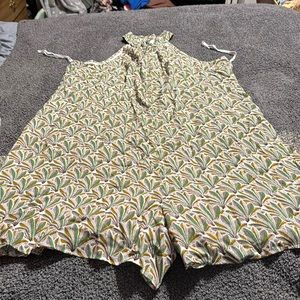 Anthropologie Womens Green Floral Maddie Halter High Neck Romper Size L